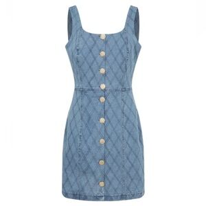 Quilted Denim Sleeveless Mini Dress